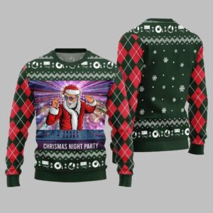 2025 Christmas Night Party DJ Santa Ugly Sweater - Grishko.com