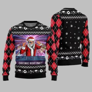 Alternative view of 2025 Christmas Night Party DJ Santa Ugly Sweater - Grishko.com