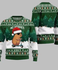 Alternative view of 2025 Christmas No Worries Vibes Capybara Ugly Christmas Sweater 
