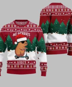 2025 Christmas No Worries Vibes Capybara Ugly Christmas Sweater 