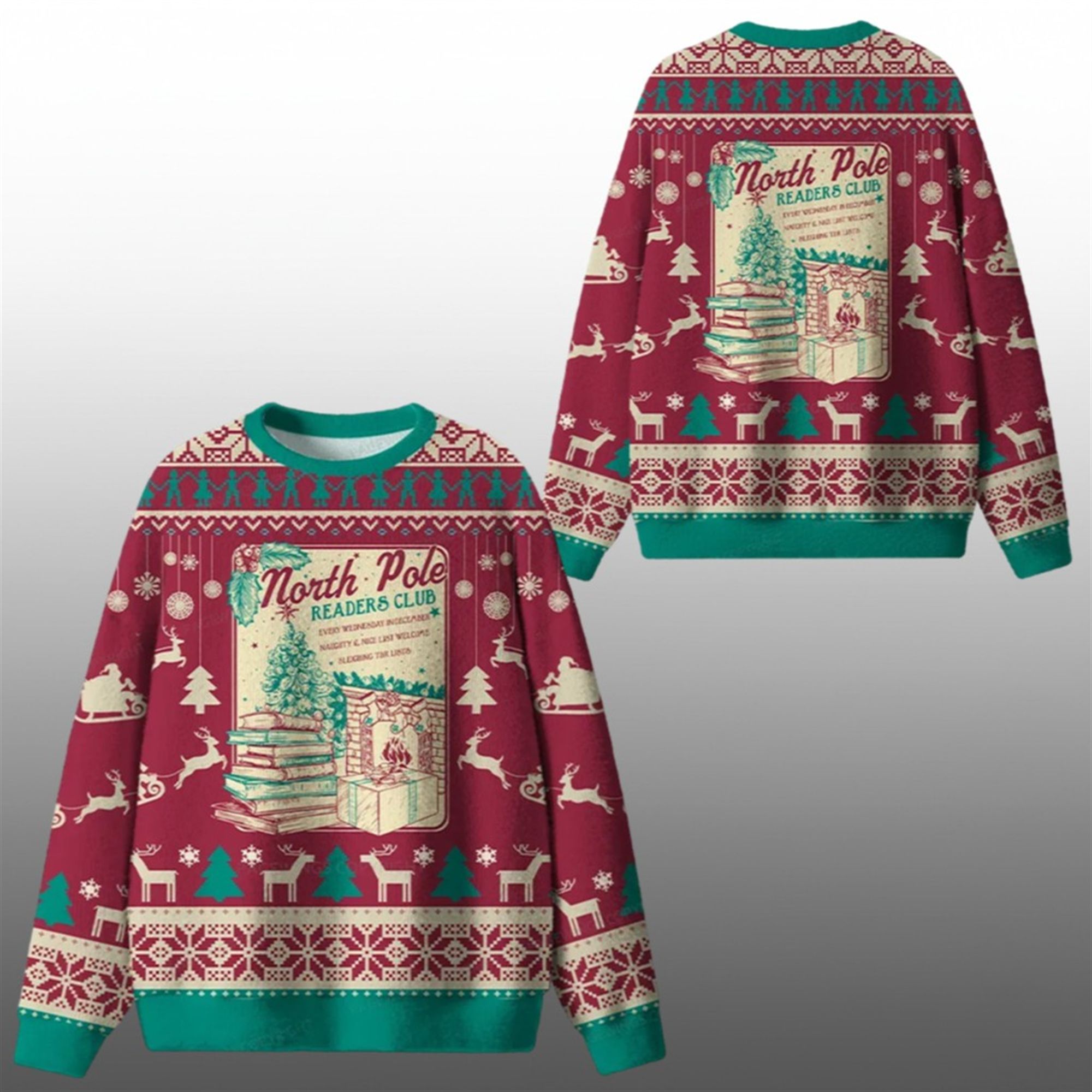 2025 Christmas North Pole Readers Club Ugly Sweater - Grishko.com