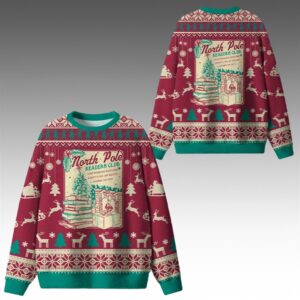 Alternative view of 2025 Christmas North Pole Readers Club Ugly Sweater - Grishko.com