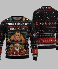 Alternative view of 2025 Christmas Now I Have A Machine Gun Ho Ho Ho Ugly Christmas Sweater 