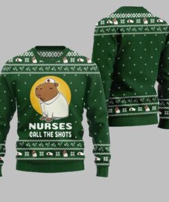 2025 Christmas Nurse Capybara Call The Shots Ugly Christmas Sweater 