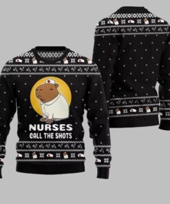 Alternative view of 2025 Christmas Nurse Capybara Call The Shots Ugly Christmas Sweater 