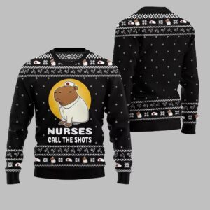 Alternative view of 2025 Christmas Nurse Capybara Call The Shots Ugly Christmas Sweater - Grishko.com
