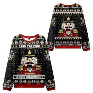 Alternative view of 2025 Christmas Nutcracker Less Talking More Cracking Ugly Sweater - Grishko.com