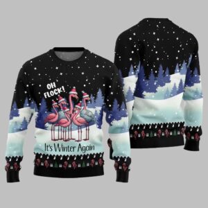 2025 Christmas Oh Flock Flamingo Ugly Christmas Sweater - Grishko.com