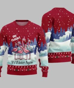 Alternative view of 2025 Christmas Oh Flock Flamingo Ugly Christmas Sweater 