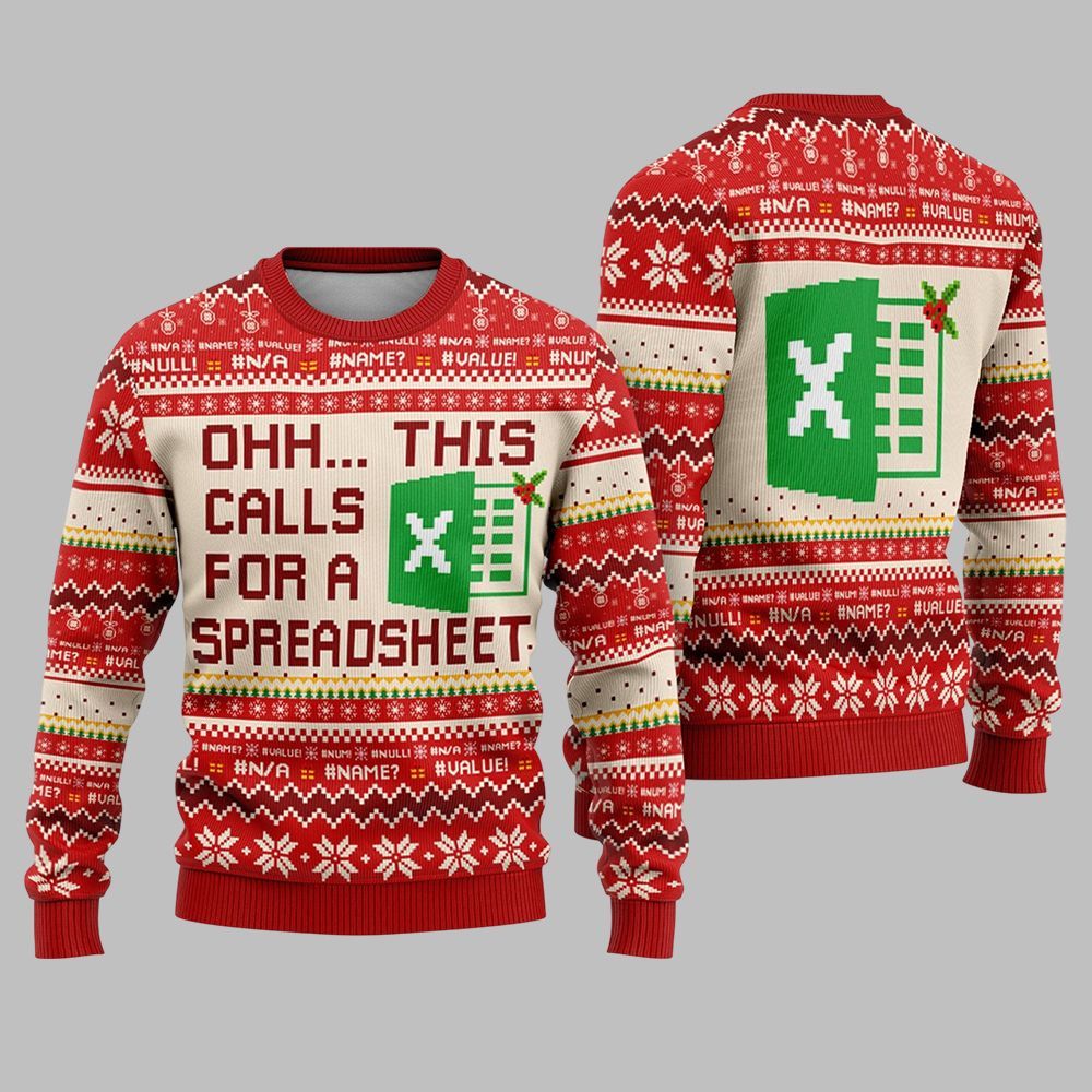 2025 Christmas Ohh This Calls For A Spreadsheet Ugly Christmas Sweater - Grishko.com