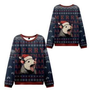 Alternative view of 2025 Christmas Opossum Holiday Cheer Ugly Sweater - Grishko.com