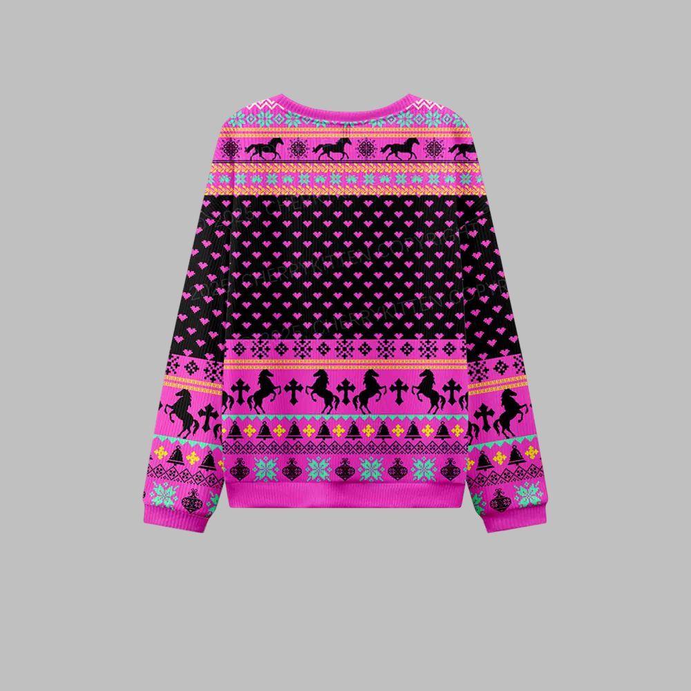 2025 Christmas Orange Pony Ketamine Ugly Christmas Sweater - Image 3