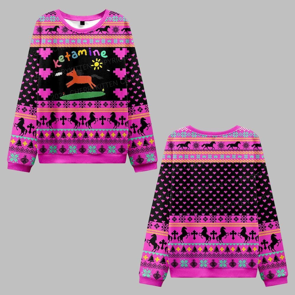 2025 Christmas Orange Pony Ketamine Ugly Christmas Sweater - Grishko.com