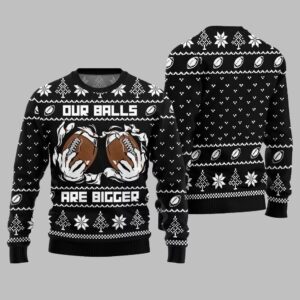 Alternative view of 2025 Christmas Our Balls Are Bigger Football Ugly Christmas Sweater - Grishko.com