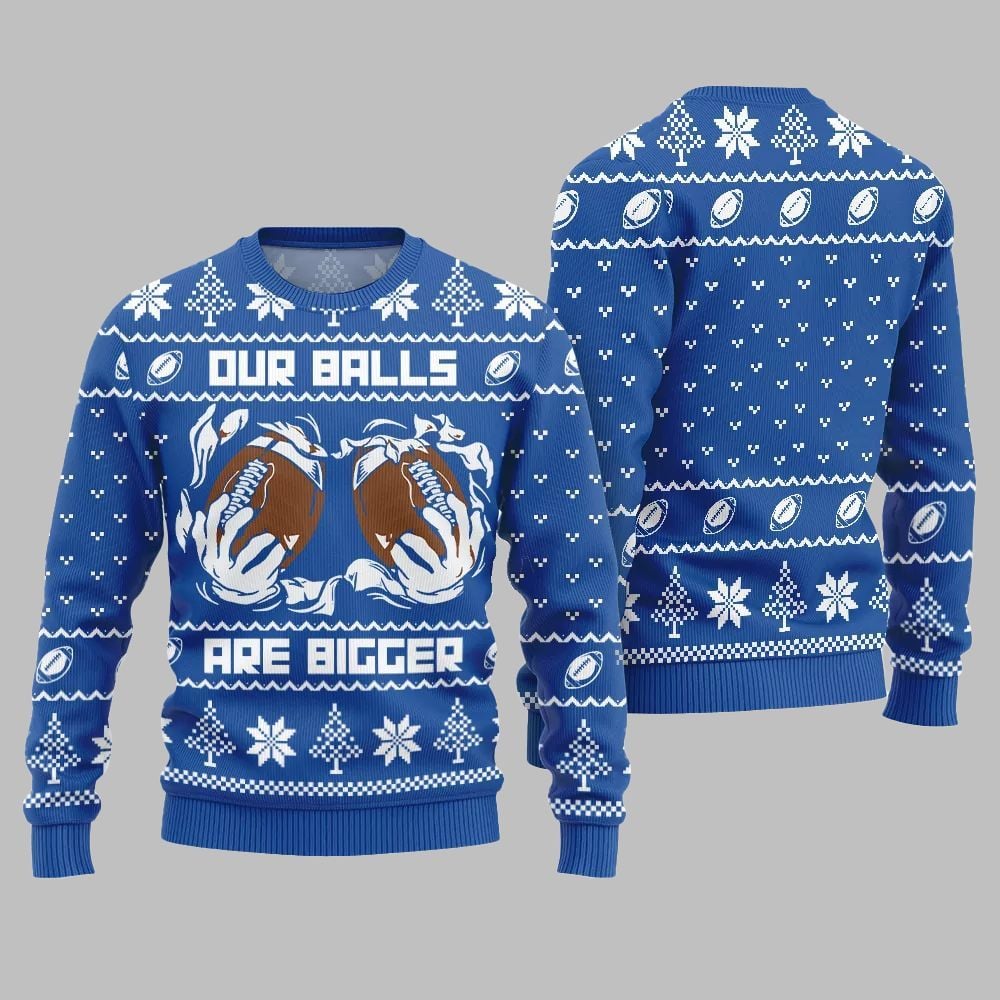 2025 Christmas Our Balls Are Bigger Football Ugly Christmas Sweater - Grishko.com