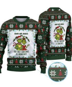 Alternative view of 2025 Christmas Our First Christmas As Grnches Ugly Sweater 