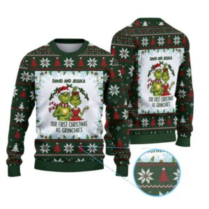 Alternative view of 2025 Christmas Our First Christmas As Grnches Ugly Sweater - Grishko.com