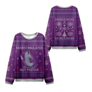 Alternative view of 2025 Christmas Overstimulated Festive Ugly Sweater - Grishko.com
