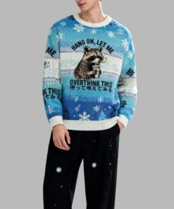 Alternative view of 2025 Christmas Overthink Raccoon Ugly Sweater 