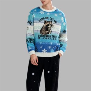 Alternative view of 2025 Christmas Overthink Raccoon Ugly Sweater - Grishko.com