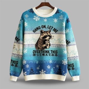 2025 Christmas Overthink Raccoon Ugly Sweater - Grishko.com