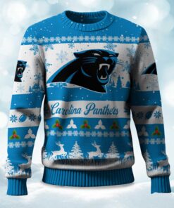 2025 Christmas Panthers Festive Reindeer & Tree Ugly Sweater