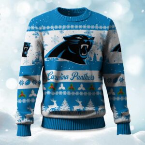 2025 Christmas Panthers Festive Reindeer & Tree Ugly Sweater
