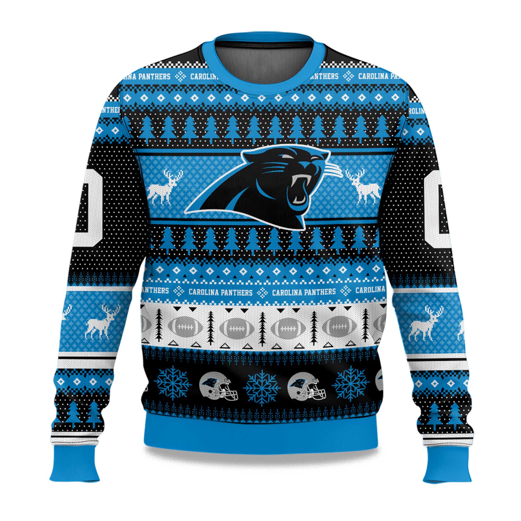 2025 Christmas Panthers Personalized Ugly Sweater