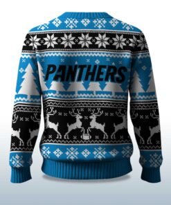 Alternative view of 2025 Christmas Panthers Reindeer Football Ugly Sweater