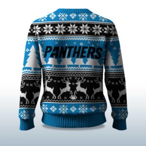 Alternative view of 2025 Christmas Panthers Reindeer Football Ugly Sweater