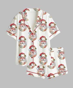 2025 Christmas Patchwork Santa Claus Pajamas Set