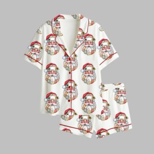2025 Christmas Patchwork Santa Claus Pajamas Set