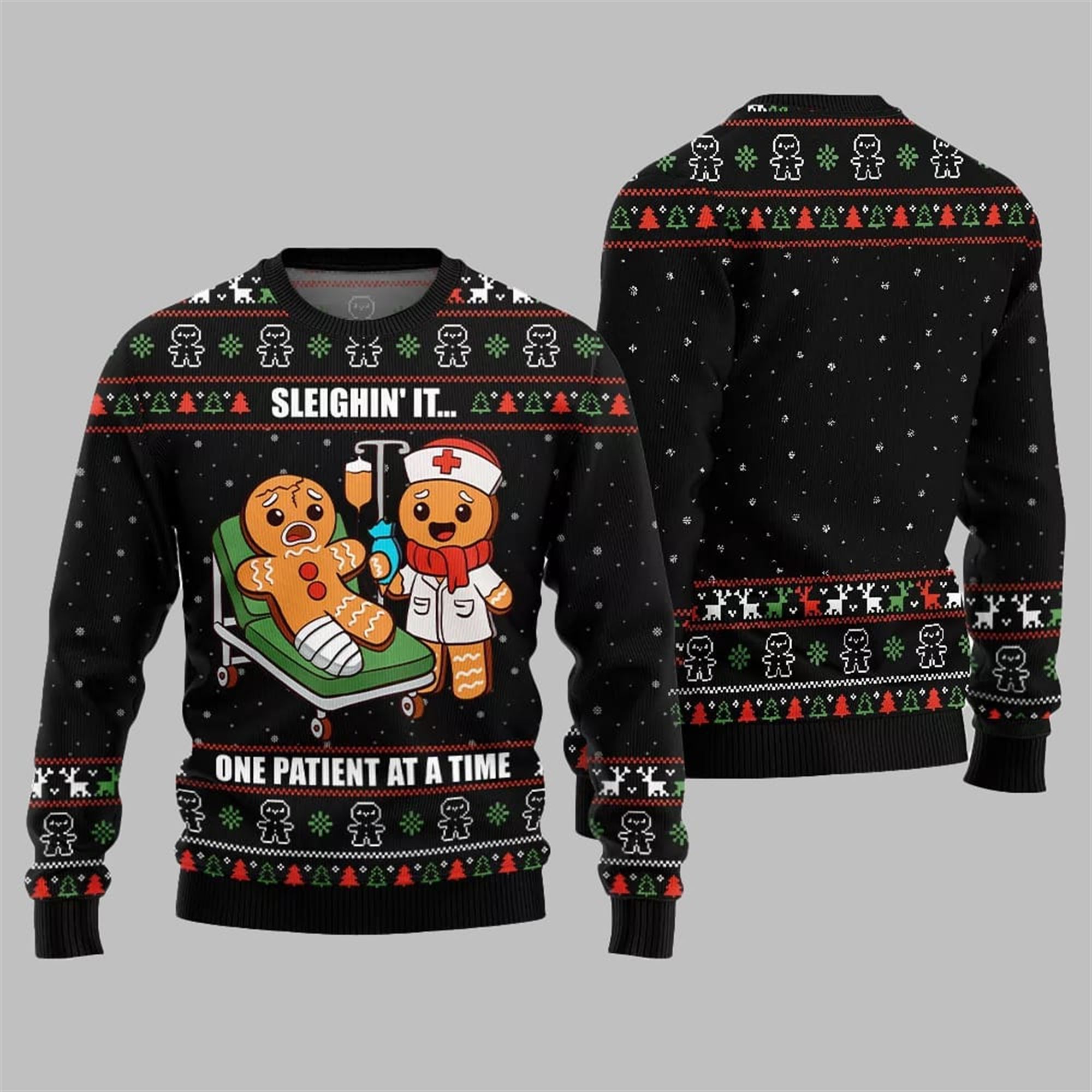 2025 Christmas Patient Gingerbread Ugly Sweater - Grishko.com