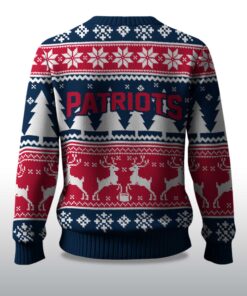 Alternative view of 2025 Christmas Patriots Reindeer Football Ugly Sweater