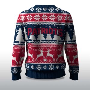 Alternative view of 2025 Christmas Patriots Reindeer Football Ugly Sweater