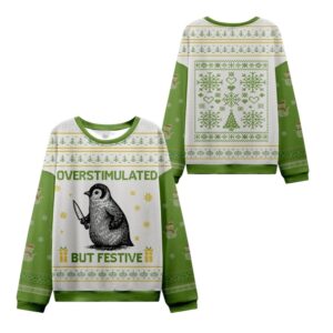 Alternative view of 2025 Christmas Penguin Overstimulated Ugly Sweater - Grishko.com