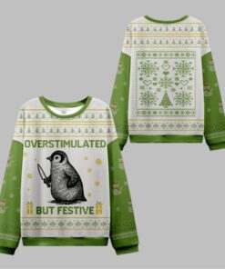 2025 Christmas Penguin Overstimulated Ugly Sweater 