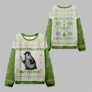 2025 Christmas Penguin Overstimulated Ugly Sweater - Grishko.com