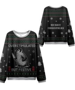 Alternative view of 2025 Christmas Penguins Overstimulated Ugly Sweater 