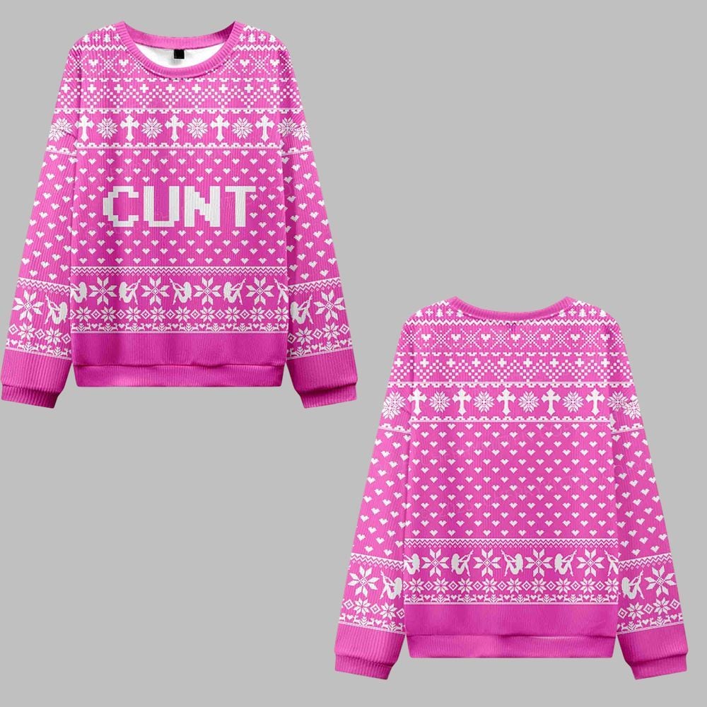 2025 Christmas Pink Cunt Ugly Christmas Sweater - Grishko.com