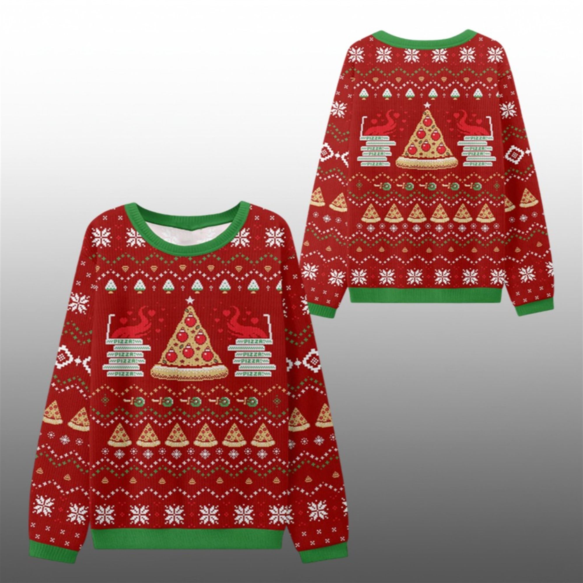 2025 Christmas Pizza Tree Foodie Ugly Sweater - Grishko.com