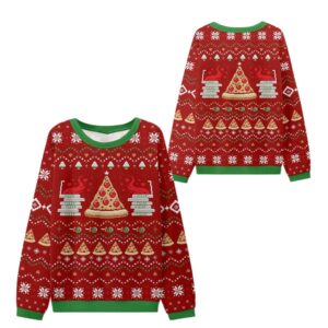 Alternative view of 2025 Christmas Pizza Tree Foodie Ugly Sweater - Grishko.com