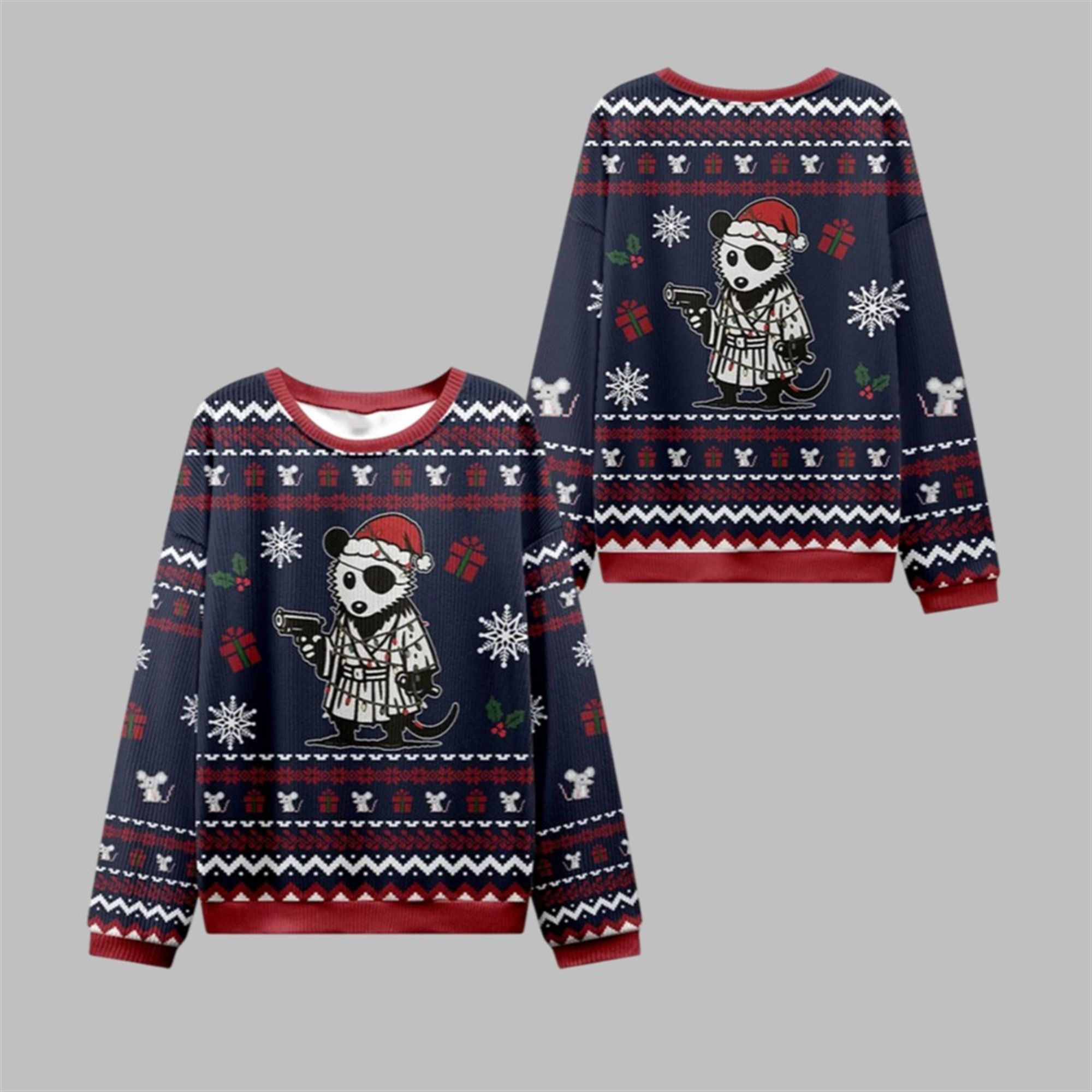 2025 Christmas Possum Samurai Ugly Sweater - Grishko.com