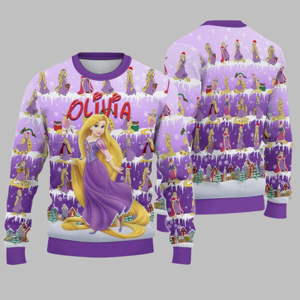 2025 Christmas Princess Rapunzel Cloudy Hair Movie Christmas Ugly Sweatshirt - Grishko.com