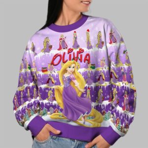 Alternative view of 2025 Christmas Princess Rapunzel Cloudy Hair Movie Christmas Ugly Sweatshirt - Grishko.com