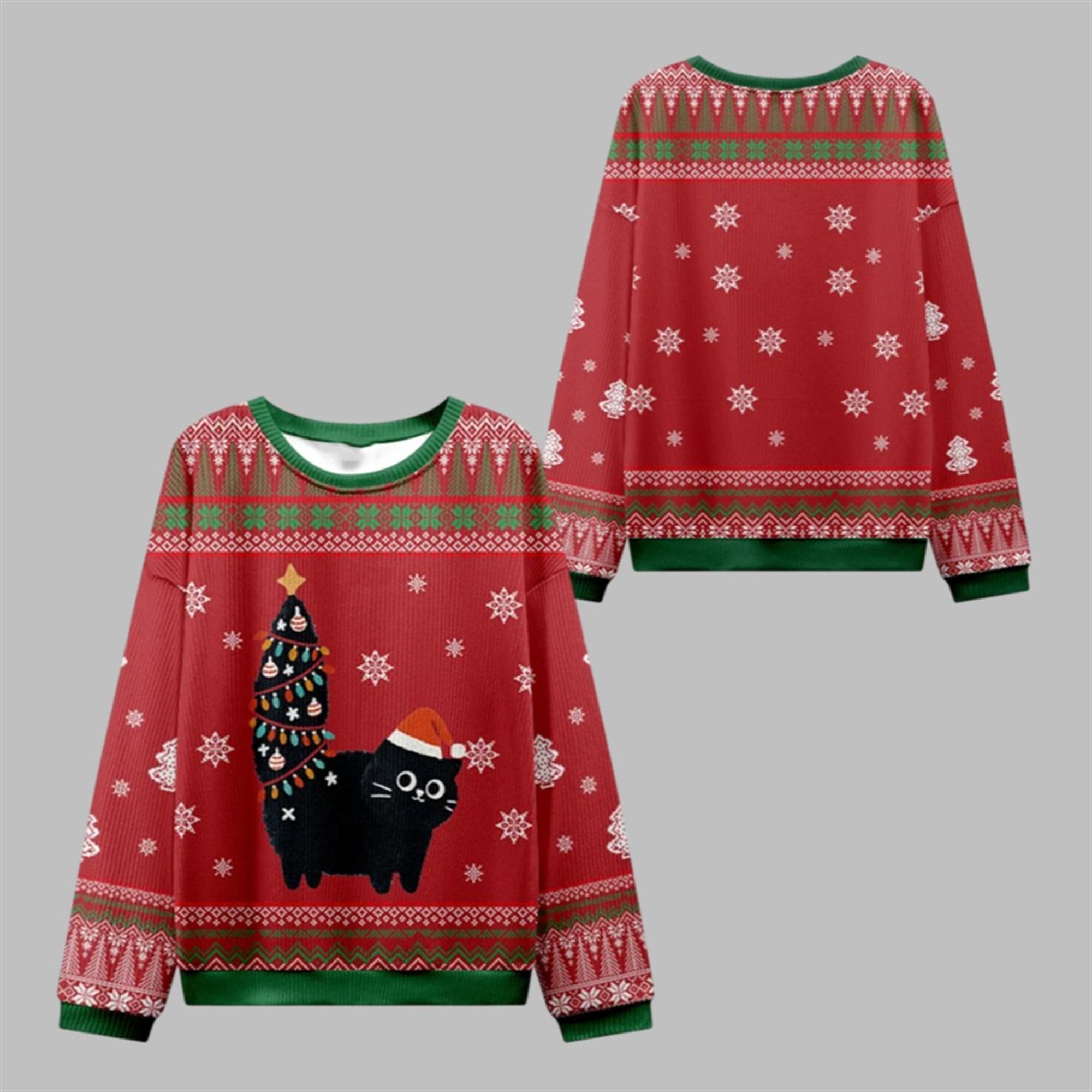 2025 Christmas Purrfectly Festive Cat Ugly Sweater - Grishko.com