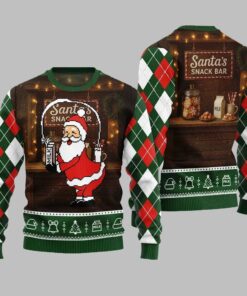 2025 Christmas Quirky Santa Snack Bar Ugly Christmas Sweater 