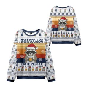 Alternative view of 2025 Christmas Raccoon Drinking Beer Ugly Sweater - Grishko.com
