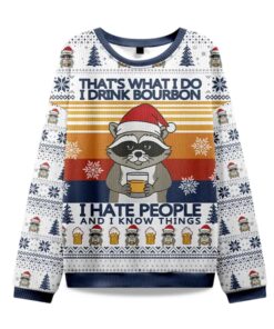 2025 Christmas Raccoon Drinking Beer Ugly Sweater