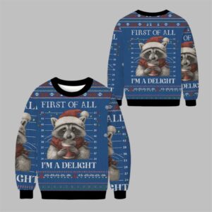 2025 Christmas Raccoon First Of All Ugly Sweater - Grishko.com